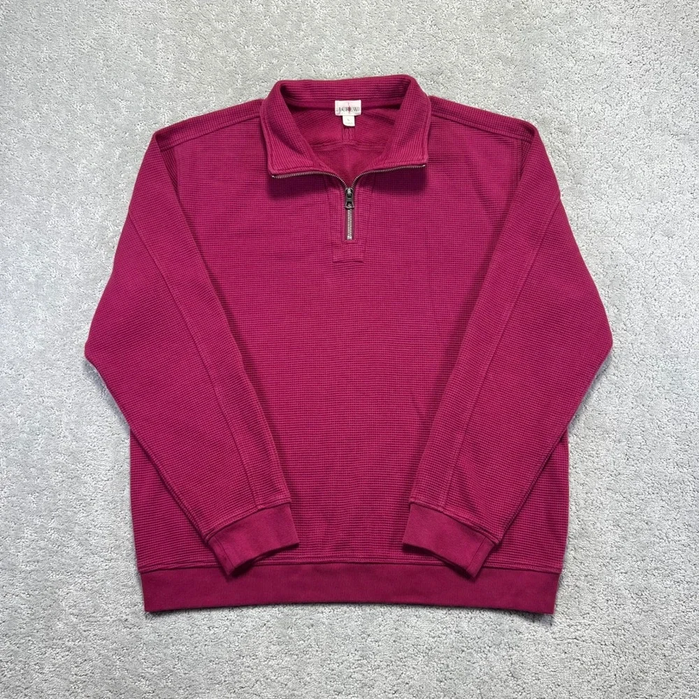 J.Crew Sweater Mens Large Pink Brushed Waffle Knit 1/4 Zip Pullover Oarsman Golf